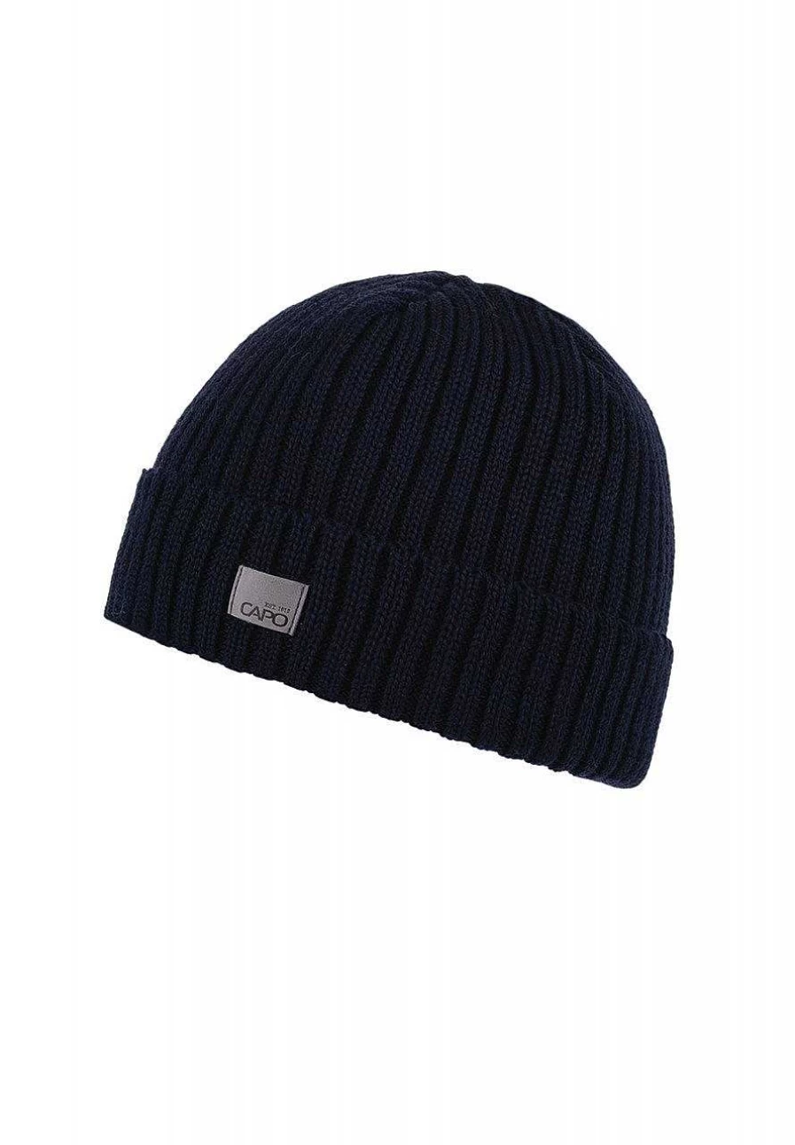Capo Men's Wool Ribbed Knit Hat with Fleece Lining for Winter Warmth